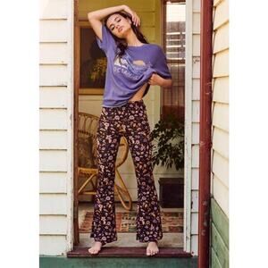 Ghanda Rosa Flare Pants in Orange/Blue Floral